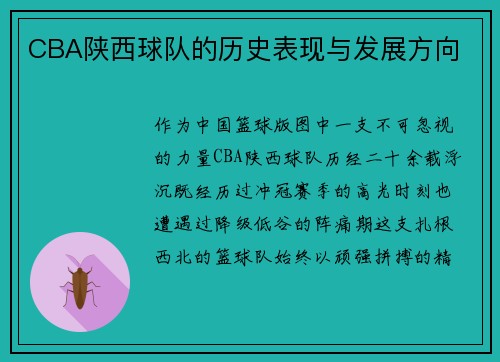 CBA陕西球队的历史表现与发展方向